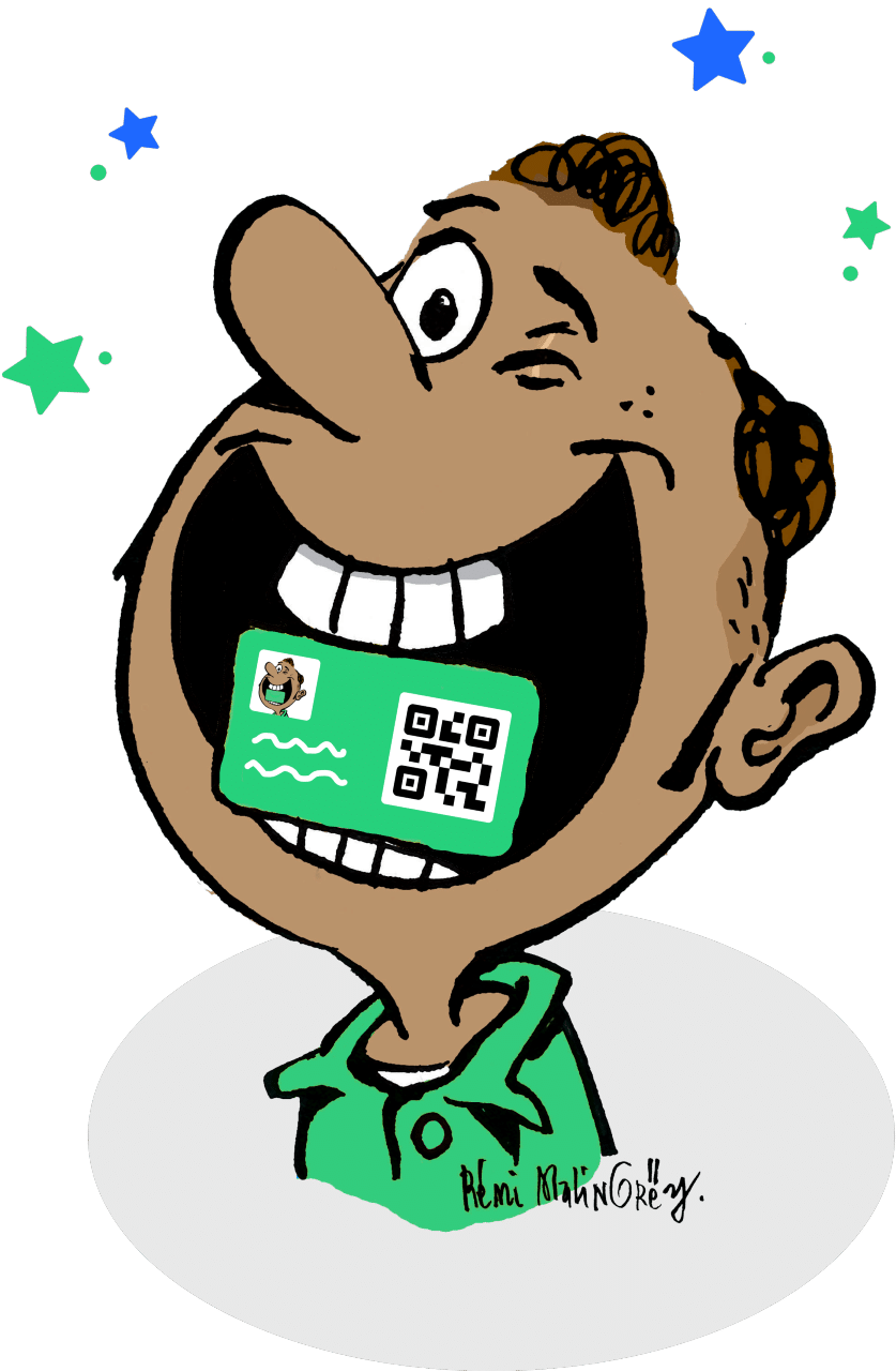 Illustration garçon souriant avec carte jeune